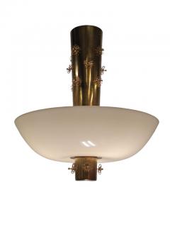 Paavo Tynell Paavo Tynell Ceiling Lamp Cannon Shell Model 9040 Brass Flowers Idman 1950s - 3962667