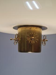 Paavo Tynell Paavo Tynell Ceiling Lamp Cannon Shell Model 9040 Brass Flowers Idman 1950s - 3962673