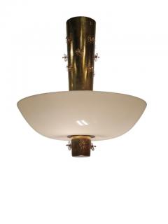 Paavo Tynell Paavo Tynell Ceiling Lamp Cannon Shell Model 9040 Brass Opaline 1950s Idman - 3962688