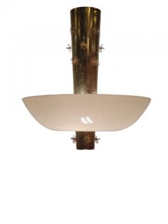 Paavo Tynell Paavo Tynell Ceiling Lamp Cannon Shell Model 9040 Brass Opaline 1950s Idman - 3962689