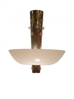 Paavo Tynell Paavo Tynell Ceiling Lamp Cannon Shell Model 9040 Brass Opaline 1950s Idman - 3962693