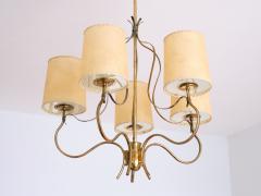 Paavo Tynell Paavo Tynell Chandelier in Brass and Parchment Model 9001 Taito Finland 1940s - 2326230