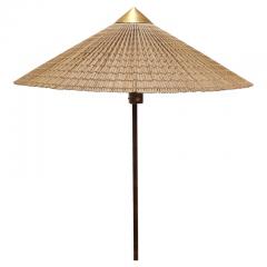 Paavo Tynell Paavo Tynell Chinese Hat Floor Lamp 9602 in Brass and Rattan Taito 1940s - 4125497