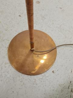 Paavo Tynell Paavo Tynell Chinese Hat Floor Lamp 9602 in Brass and Rattan Taito 1940s - 4125499