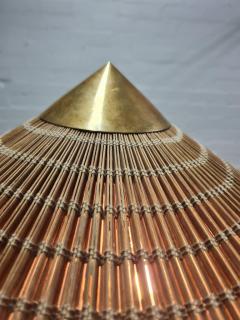 Paavo Tynell Paavo Tynell Chinese Hat Floor Lamp 9602 in Brass and Rattan Taito 1940s - 4125503