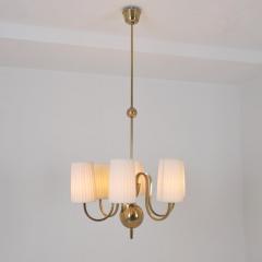 Paavo Tynell Paavo Tynell Commissioned Chandelier in Brass Fabric Taito 1940s - 4621712