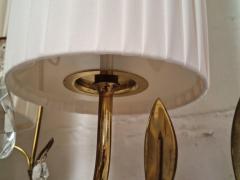 Paavo Tynell Paavo Tynell Crystal Wall Lights Model 9473 Brass Fabric and Glass Taito 1950s - 4125493