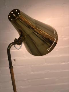 Paavo Tynell Paavo Tynell Floor Lamp Model K10 9 9628 in Brass and Rattan Idman 1950s - 4099617
