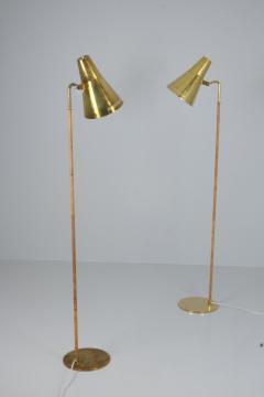 Paavo Tynell Paavo Tynell Floor Lamp Model K10 9 9628 in Full Brass Rattan Taito 1950s - 4248972
