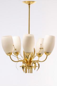 Paavo Tynell Paavo Tynell Floral Themed Brass Blown Glass Chandelier for Glash tte Limburg - 2205386