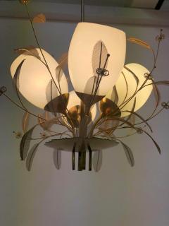 Paavo Tynell Paavo Tynell Flower Bouquet Chandelier 9029 4 Brass and Opal Glass Taito 1950s - 4001272