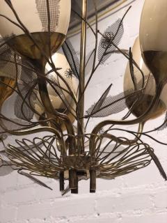 Paavo Tynell Paavo Tynell Flower Bouquet Chandelier 9029 5 in Brass and Glass Taito 1950s - 4099642