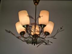 Paavo Tynell Paavo Tynell Flower Bouquet Chandelier 9029 5 in Brass and Glass Taito 1950s - 4099647