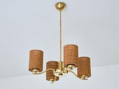 Paavo Tynell Paavo Tynell Four Arm Brass Chandelier Model 1444 Taito OY Finland 1930s - 4018571