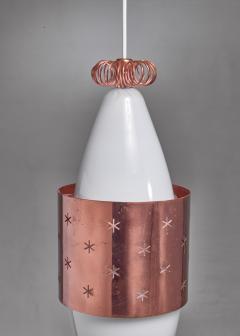 Paavo Tynell Paavo Tynell K2 12 Opaline Glass and Copper Pendant for Idman - 1001466