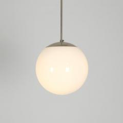 Paavo Tynell Paavo Tynell Minimalist Pendant 1602 Chromed Metal Opaline Glass Idman 1950s - 4682652