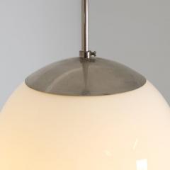 Paavo Tynell Paavo Tynell Minimalist Pendant 1602 Chromed Metal Opaline Glass Idman 1950s - 4682653