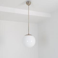 Paavo Tynell Paavo Tynell Minimalist Pendant 1602 Chromed Metal Opaline Glass Idman 1950s - 4682657
