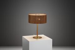 Paavo Tynell Paavo Tynell Model 9206 Brass and Wood Table Lamp for Taito Finland ca 1940s - 4105380