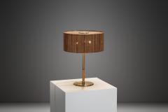 Paavo Tynell Paavo Tynell Model 9206 Brass and Wood Table Lamp for Taito Finland ca 1940s - 4105382