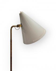 Paavo Tynell Paavo Tynell Nuns Hat Floor Lamp Model K10 10 in White Rattan Idman 1950s - 4000976