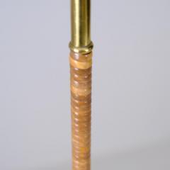 Paavo Tynell Paavo Tynell Nuns Hat Floor Lamp in Black Brass and Rattan Idman 1950s - 4384062