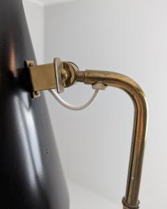 Paavo Tynell Paavo Tynell Nuns Hat Floor Lamp in Black Brass and Rattan Idman 1950s - 4470450