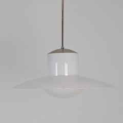 Paavo Tynell Paavo Tynell Pendant Chromed Metal Painted Shade Opaline Glass 1950s - 4682681