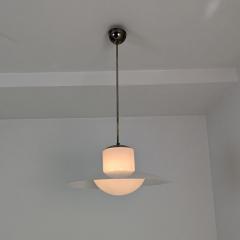 Paavo Tynell Paavo Tynell Pendant Chromed Metal Painted Shade Opaline Glass 1950s - 4682683
