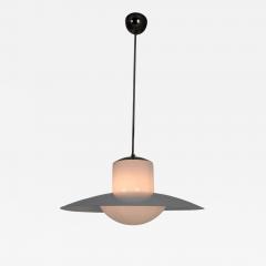 Paavo Tynell Paavo Tynell Pendant Chromed Metal Painted Shade Opaline Glass 1950s - 4688823