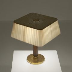 Paavo Tynell Paavo Tynell Perforated Brass Fabric wooden Table Lamp 5066 Taito 1950s - 4561514