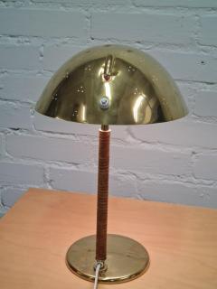 Paavo Tynell Paavo Tynell Perforated Helmet Kyp r Table Lamp Model 9209 Brass Rattan 1950s - 4125511