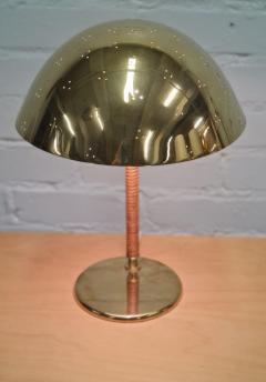 Paavo Tynell Paavo Tynell Perforated Helmet Kyp r Table Lamp Model 9209 Brass Rattan 1950s - 4125516