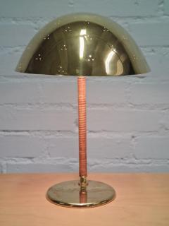 Paavo Tynell Paavo Tynell Perforated Helmet Kyp r Table Lamp Model 9209 Brass Rattan 1950s - 4125517