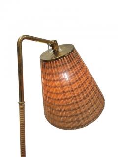 Paavo Tynell Paavo Tynell Propeller Floor Lamp Model 9631 in Brass and Rattan Taito 1950s - 4138135