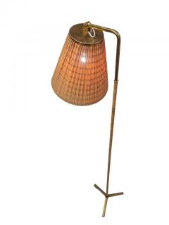 Paavo Tynell Paavo Tynell Propeller Floor Lamp Model 9631 in Brass and Rattan Taito 1950s - 4138136
