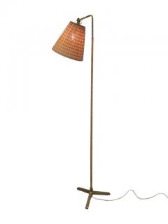 Paavo Tynell Paavo Tynell Propeller Floor Lamp Model 9631 in Brass and Rattan Taito 1950s - 4138137