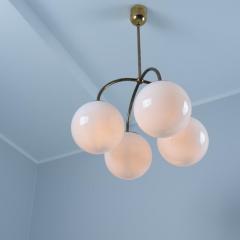 Paavo Tynell Paavo Tynell Snowberry Pendant Model 1314 Brass Opaline Glass Taito 1930s - 4183802