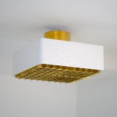 Paavo Tynell Paavo Tynell Starry Sky Ceiling Lamp Model 9068 In White and Brass Idman 1950s - 4839796