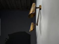 Paavo Tynell Paavo Tynell Style Large Double Wall Sconce Pierced Brass Finland 1950s - 4651547