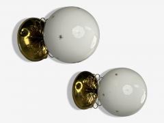 Paavo Tynell Paavo Tynell Style Milk Glass Brass Wall Lights Finland 1970s - 4415423