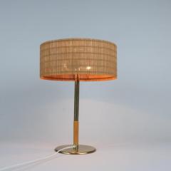 Paavo Tynell Paavo Tynell Table Lamp Model 5068 Brass Wood Rattan Taito 1950s - 4621695