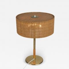 Paavo Tynell Paavo Tynell Table Lamp Model 5068 Brass Wood Rattan Taito 1950s - 4633785