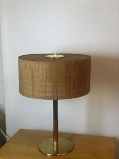 Paavo Tynell Paavo Tynell Table Lamp Model 5068 in Brass Birch and Rattan Taito 1950s - 4120520
