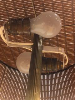 Paavo Tynell Paavo Tynell Table Lamp Model 5068 in Brass Birch and Rattan Taito 1950s - 4120526