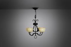 Paavo Tynell Paavo Tynell Wrought Iron 1709 Chandelier for Oy Taito AB Finland 1930s - 3018125