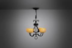 Paavo Tynell Paavo Tynell Wrought Iron 1709 Chandelier for Oy Taito AB Finland 1930s - 3018126
