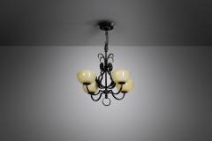 Paavo Tynell Paavo Tynell Wrought Iron 1709 Chandelier for Oy Taito AB Finland 1930s - 3018128