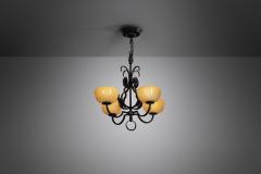 Paavo Tynell Paavo Tynell Wrought Iron 1709 Chandelier for Oy Taito AB Finland 1930s - 3018133