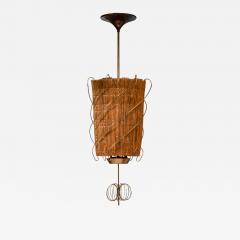 Paavo Tynell Paavo Tynell custom made brass and straw pendant - 2673305